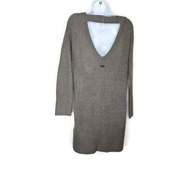 RVCA Quarts Sweater Dress XS Open Back‎ Gray Knit Shift LS Cross Strap NWT - Picture 2 of 8